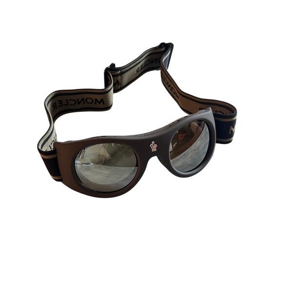 Moncler ML0051 50C Brown Ski Goggles Branded Round - Picture 1 of 5